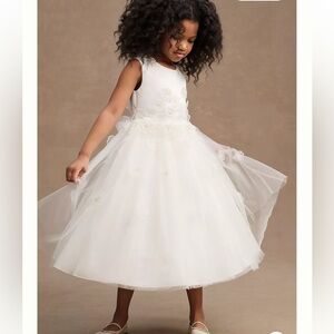 Anthropologie Princess Daliana Emmie Floral Applique Tulle Flower Girl Dress 4